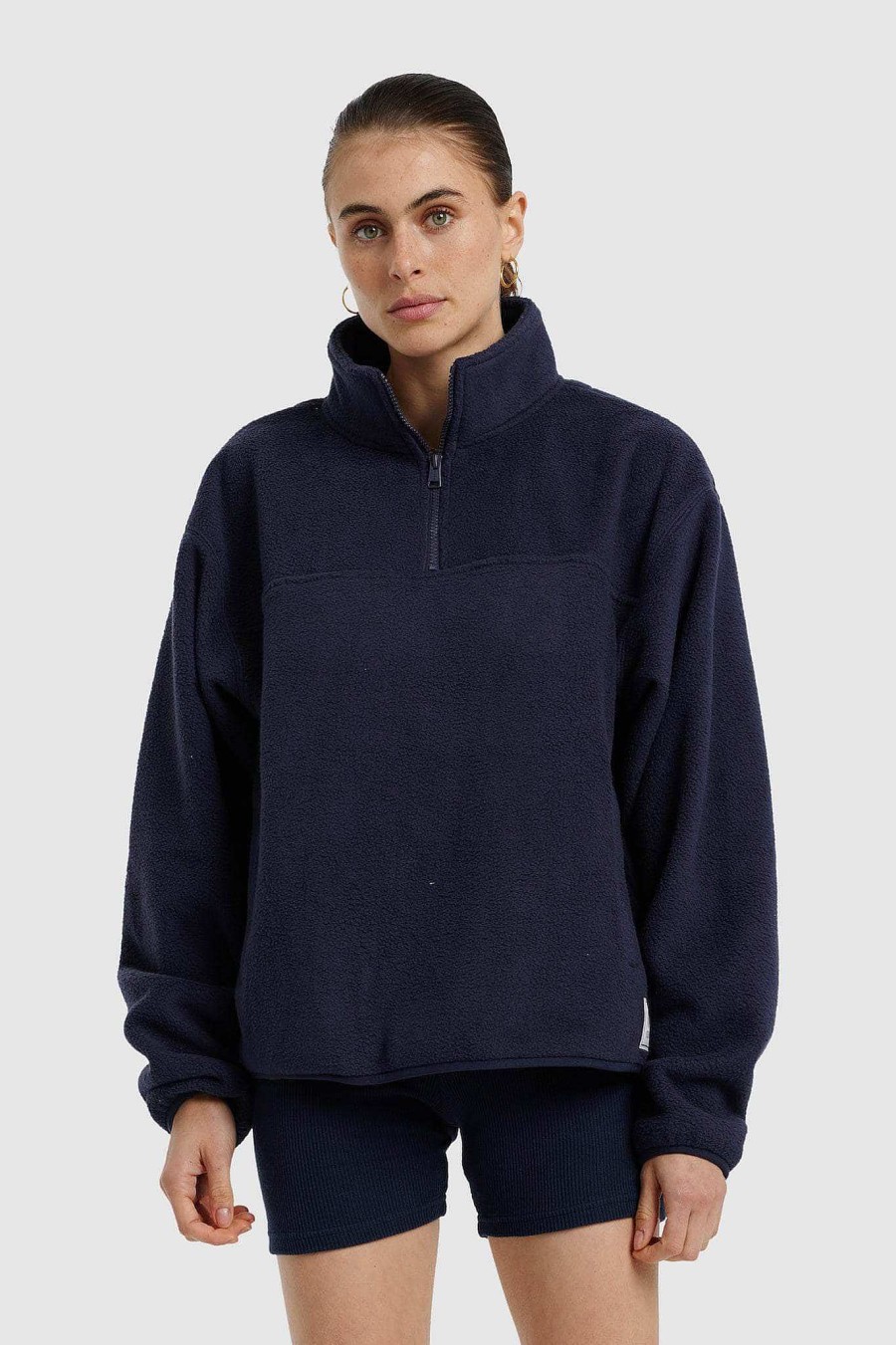 Men Ortc Sherpa Fleece | Sherpa Fleece Quarter Zip Navy