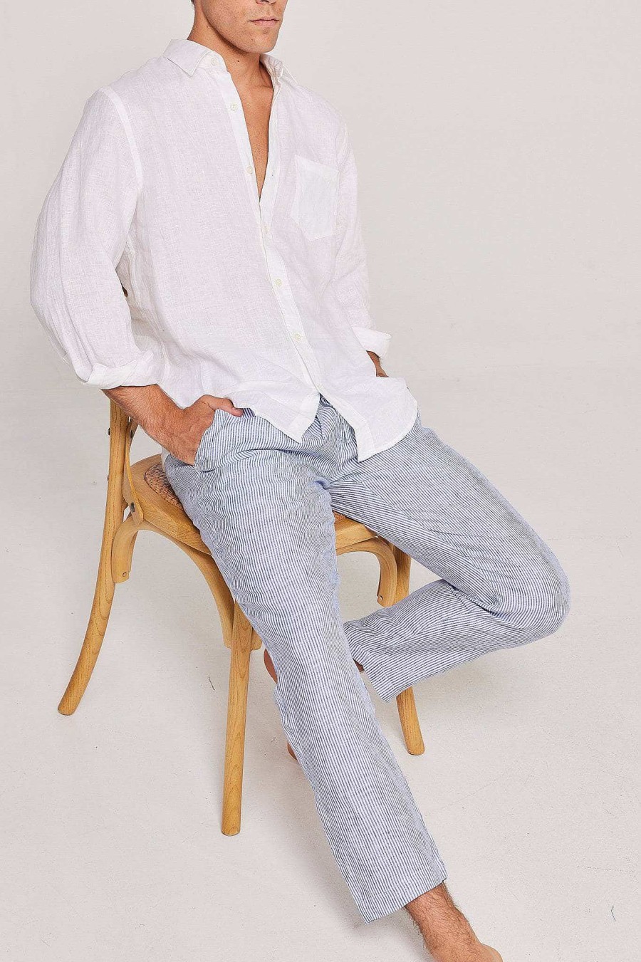 Men Ortc Linen | Linen Pants Thin Stripe