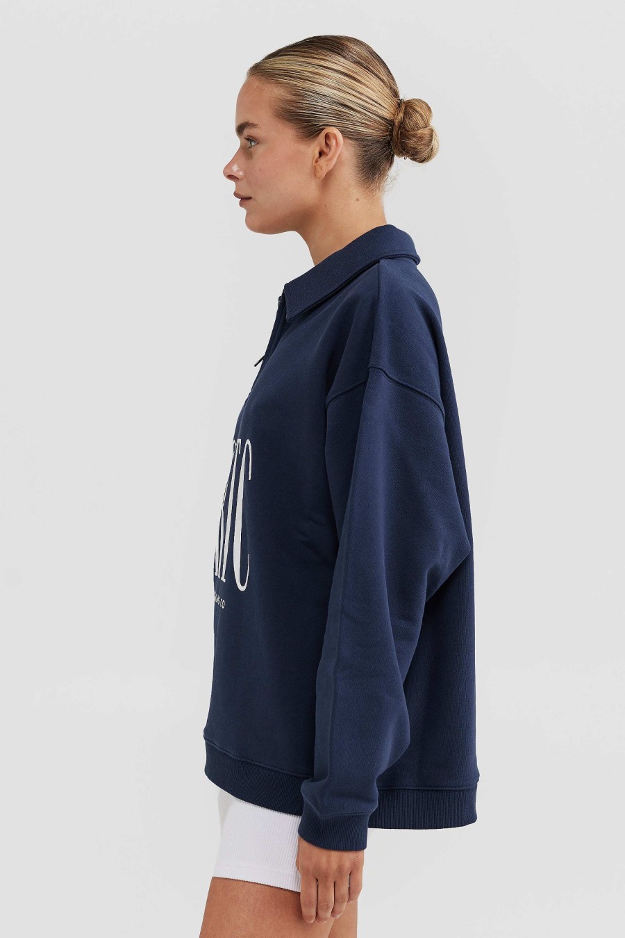 Women Ortc Loungewear | Spencer Logo Quarter Zip Navy