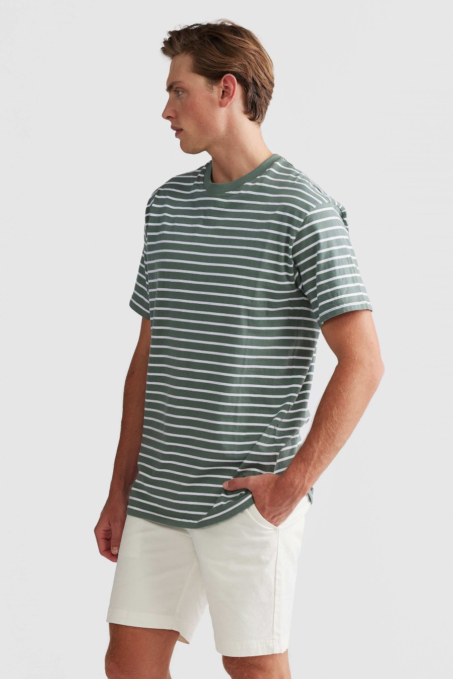 Men Ortc T Shirts | Louis Stripe T Shirt Sage