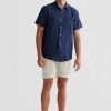 Men Ortc Linen | Linen Shirt Short Sleeve Navy