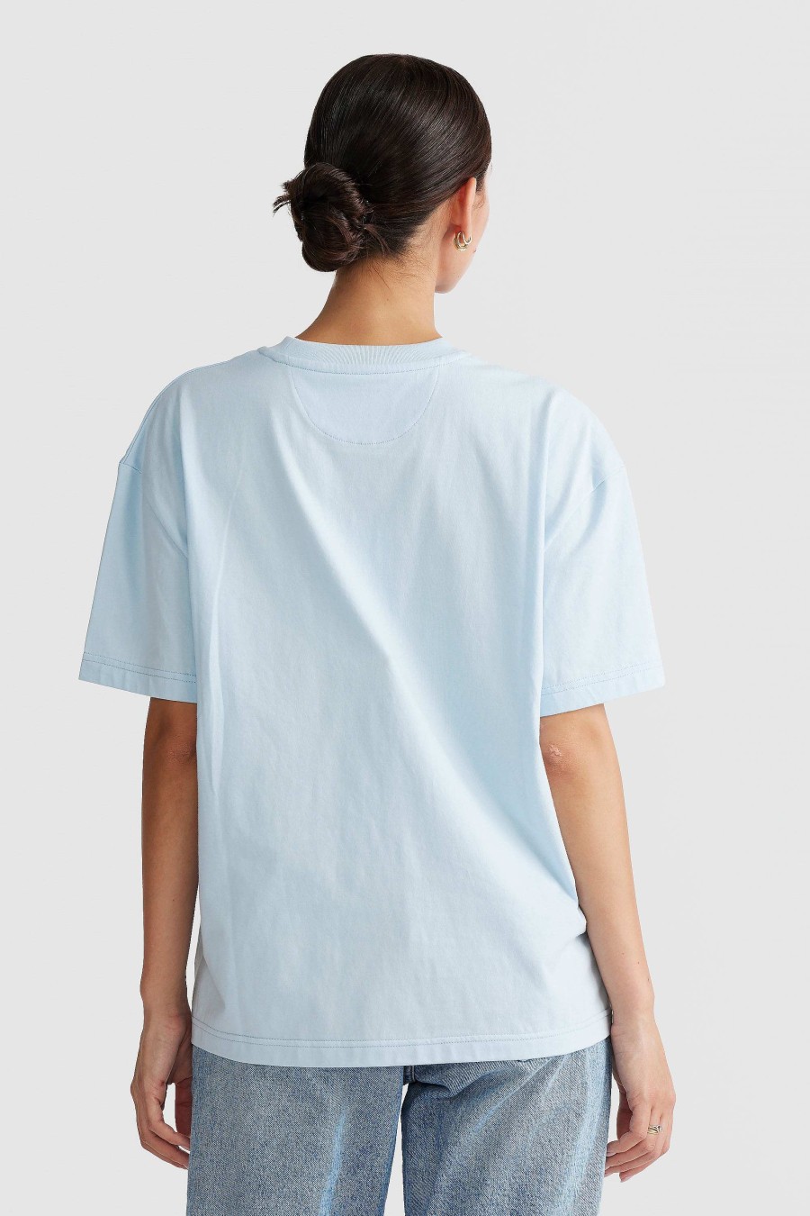 Women Ortc Tops | Oversized Logo T Shirt Pale Blue