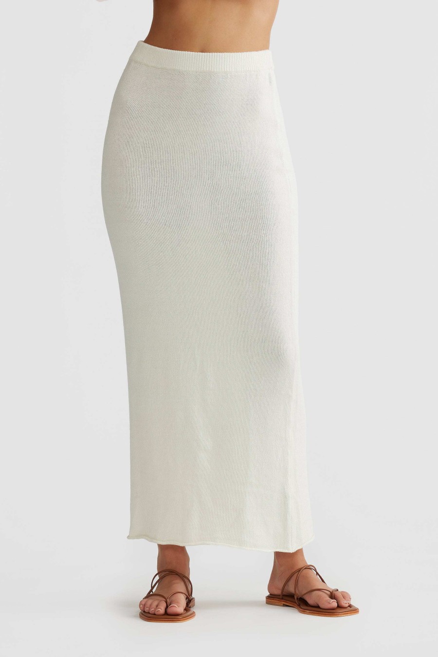 Women Ortc Linen | Remi Linen Knit Midi Skirt Ivory