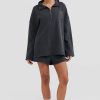 Women Ortc Loungewear | Isla Quarter Zip Charcoal