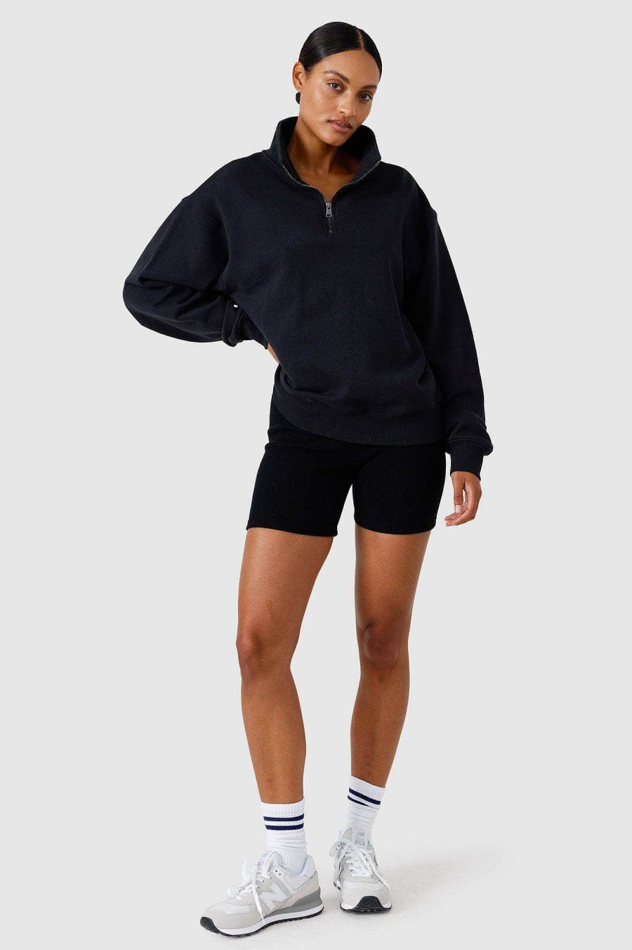 Women Ortc Sets | Quarter Zip Washed Black