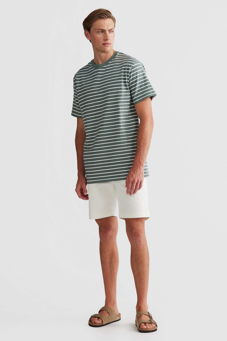 Men Ortc T Shirts | Louis Stripe T Shirt Sage