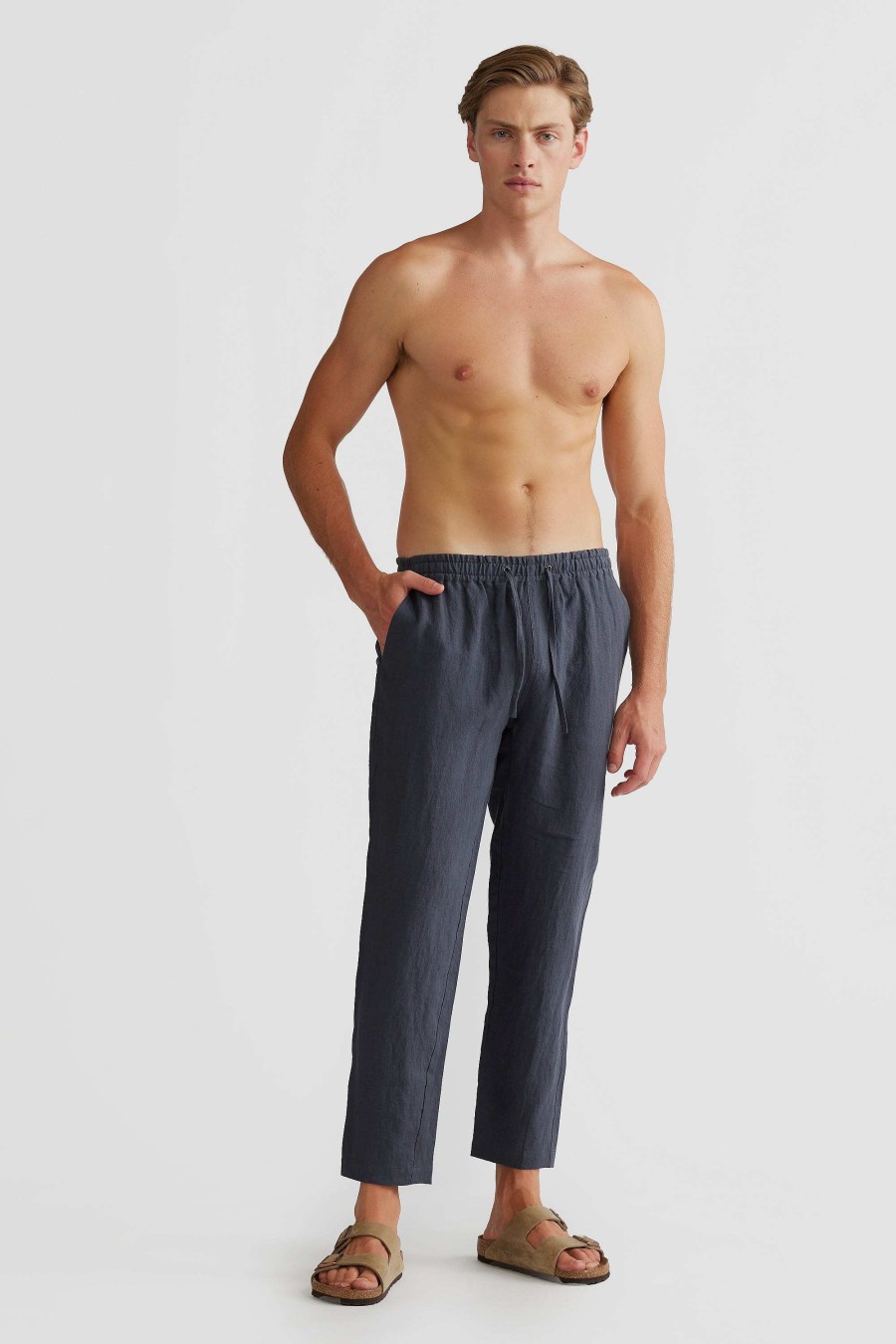 Men Ortc Linen | Linen Pants Charcoal