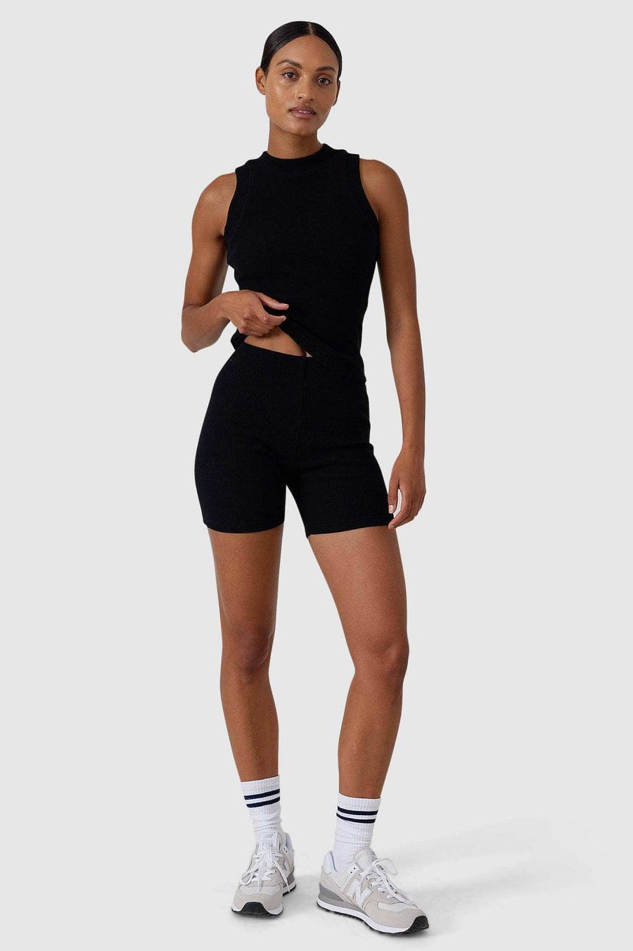 Women Ortc Bottoms | Ribbed Bike Shorts Black